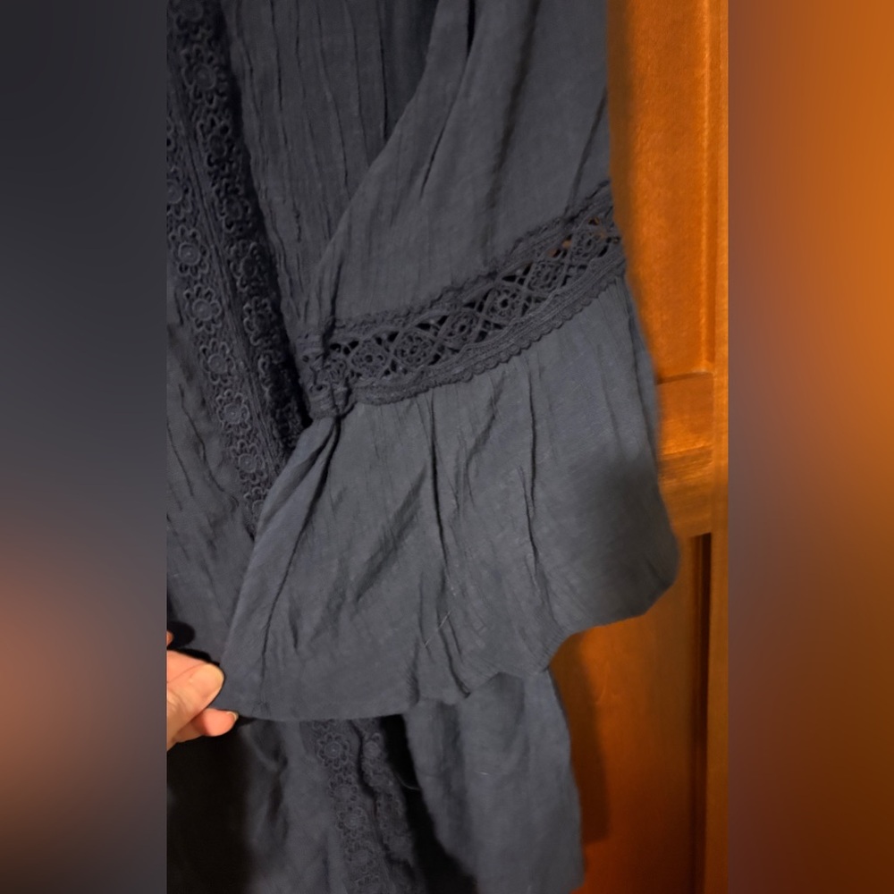 Avenue Deep Blue Lace Trim Top - Picture 5 of 7